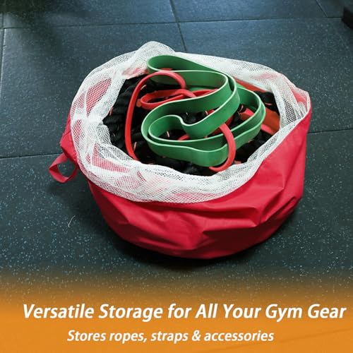 J Bryant Extra Large Battle Rope Storage Bag – Heavy-Duty Carry Sack for Training Ropes, Jump Ropes & Gym Accessories - color: Red