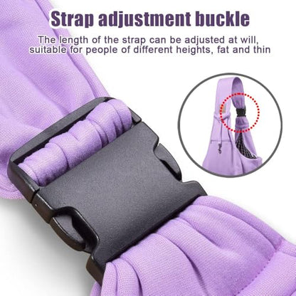 Tomkas Small Dog Sling Carrier - Zipper Pocket & Adjustable Strap - for 3-10 lbs Pets(Light Purple) - color: Light Purple