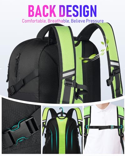 LOINTET Basketball Bag Backpack with Ball Holder Shoes Compartment, Large Basketball Accessories Sports Bag - color: Fluorescence
