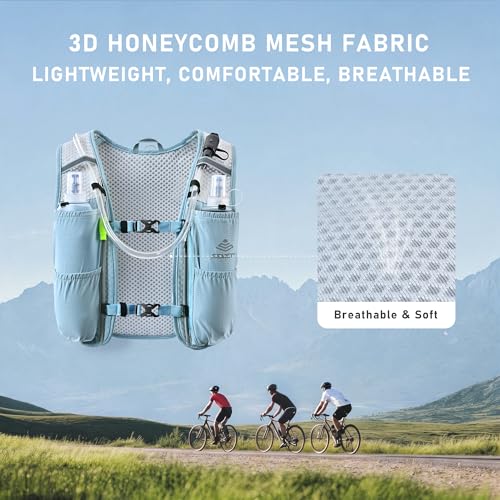 Running Hydration Vest 5L,Running Vest Pack with 1.5L Water Bladder,Lightweight Water Backpack for Hiking Running Cycling - color: Blue