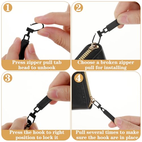 Shimmeroo 10PCS Luggage Zipper Pull Replacement, 2-Inch Universal Zipper Tab Helper for Dresses, Jacket, Backpacks, 5 Colors in Black+Silver+Gold+Brown+Copper
