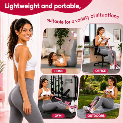 Multifunction Pedal Resistance Band with Handles, 4 Bands Set (30/30/30/40LB) Adjustable Full Body Workout Equipment for Home Gym, Upgraded Steel Handle & Gift Box for Women Men