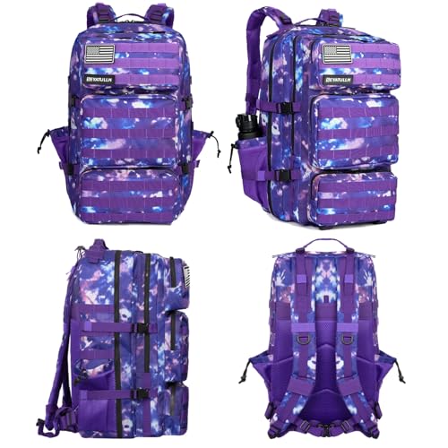Military Tactical Backpack 55L for Men & Women Bug Out Bag Assault pack Molle Daypack Hiking Trekking Rucksack (Purple tie dye) - color: Purple Tie Dye