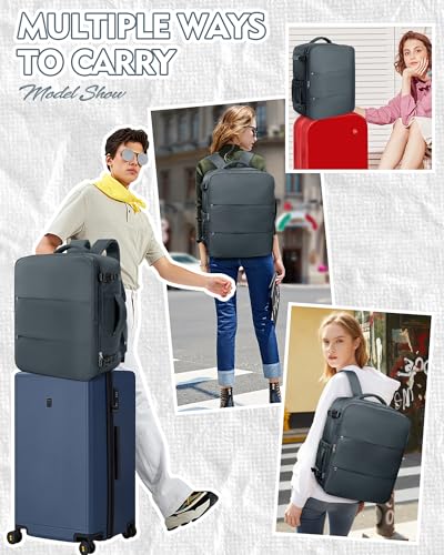 suradar Travel Backpack for Women Men,Carry On Backpack Flight Approved Hiking Backpack Rucksack Casual Daypack Personal Item Travel Weekender Essentials Backpacks Grey Blue - color: A11-grey Blue, size: Large