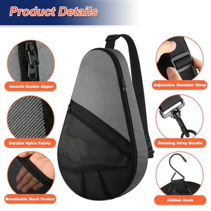 Cosmos Padel Racket Bag Pickleball Paddle Sling Backpack Padel Racquet Storage Bag, Padel (Paddel Tennis) Equipment Carrying Bag with Mesh Pocket for 2 Paddles Ball Water Bottle & Accessory - color: Gray