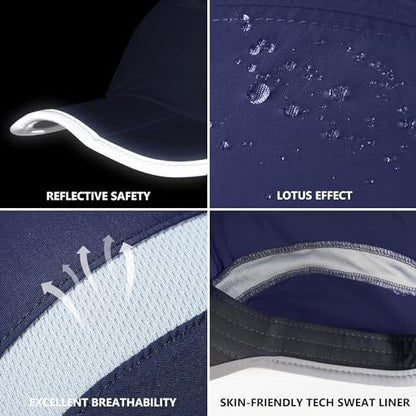 GADIEMKENSD Reflective Folding Outdoor Hat Unstructured Design UPF 50+ Sun Protection Sport Hats for Womens and Mens - color: Navy