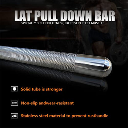Lat Pulldown Attachments for Cable Machine, 29/39/ 48 Inch Wide Grip Lat Pull down Bar with Non-slip Handle, Lat Bar for Home Gym Tricep Bar Training - color: Solid Bar 45 Inch