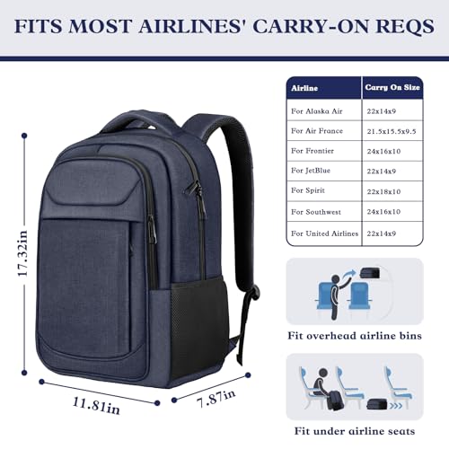 Travel Laptop Backpack, Travel Backpack, Lightweight Business Anti Theft Slim Sturdy Laptops Bag, Water Resistant College Computer Bag Gifts for Men & Women Fits 15.6 Inch Notebook, Blue - color: Blue, size: 15.6 Inch(30L)