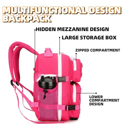 9L Mini Tactical Backpack for Men and Women Tactical Backpack Small for Hiking Small Tactical Bag Fitness Pack - color: Rose Red