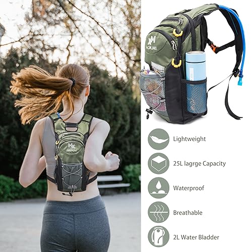 Water Backpack Hydration Backpack with Bladder Lightweight & Waterproof Hydration Pack for Hiking, Cycling, Running,Climbing Outdoorer ,Gift for dad - color: GREEN