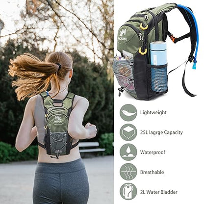 Water Backpack Hydration Backpack with Bladder Lightweight & Waterproof Hydration Pack for Hiking, Cycling, Running,Climbing Outdoorer ,Gift for dad - color: GREEN