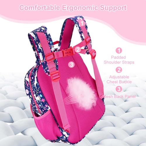 RHCPFOVR Kids Backpack for Girls - Girls Backpack 3-8 Ages Butterfly for Kids 15 Inch School Bookbag for Kindergarten Elementary School Bookbag for Girl 1st 2nd Grade - style: Deep Blue Unicorn