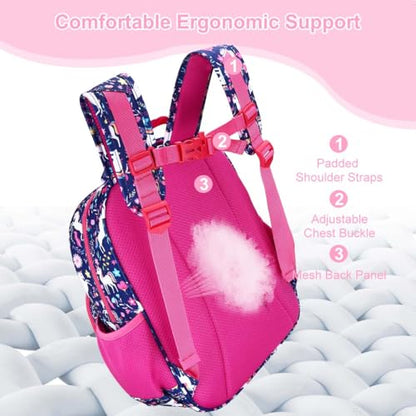 RHCPFOVR Kids Backpack for Girls - Girls Backpack 3-8 Ages Butterfly for Kids 15 Inch School Bookbag for Kindergarten Elementary School Bookbag for Girl 1st 2nd Grade - style: Deep Blue Unicorn