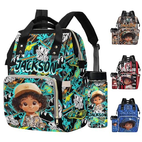 Newcos Personalized Baby Diaper Bag for Women, Custom Name Backpacks Tote with Name, Customized Mommy Bags Travel Backpack Nursing Bag Water Bottle for Newborn Mom Wife Dad Men Mothers Day Black - color: Patten 18
