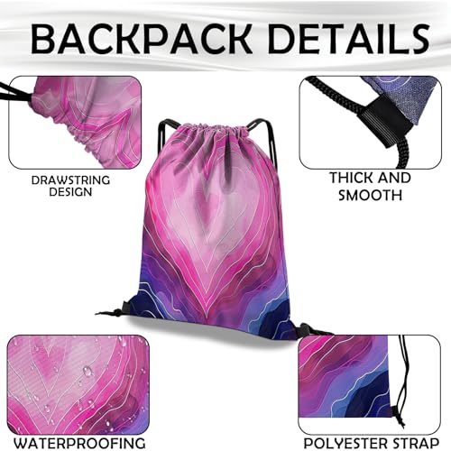 Drawstring Backpack Draw String Bag Waterproof for Sports Gym Beach Travel Cute Aesthetic Sackpack Men Women (13"×17")-Dark Pink - color: S-22-pink