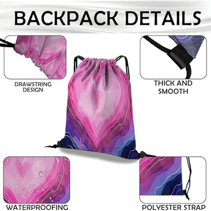 Drawstring Backpack Draw String Bag Waterproof for Sports Gym Beach Travel Cute Aesthetic Sackpack Men Women (13"×17")-Dark Pink - color: S-22-pink