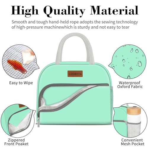 Coobiiya Lunch Bag Women, Lunch Box Bag for Women Adult Men, Small Leakproof Cute Lunch Tote Large Capacity Reusable Insulated Cooler Lunch Container for Work/Office/Picnic/Travel-Green - color: Green
