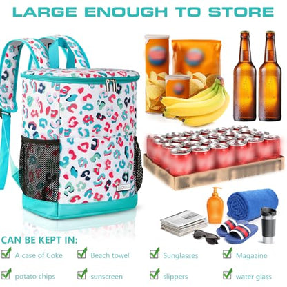 Wolka Cooler Backpack 30 Cans,Portable Backpack Coolers Insulated Leak Proof,Waterproof Soft Sided Cooler Bag for Travel,Beach,Camping,Picnic,Lunch Backpack for Women (Water Elf) - color: Water Elf