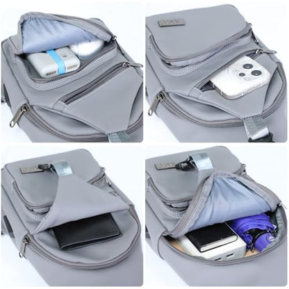 AMJ Crossbody Sling Bag Men Women, Casual Shoulder Backpack, Chest Daypack Satchel for Hiking Travel - color: Leather Grey, size: Small