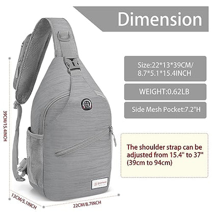 ZOMAKE Sling Bag,Small Crossbody Sling Backpack,Water Resistant Shoulder Daypack for Travel,Anti Thief Chest Bag for Hiking(Grey(Stripe)) - color: Grey(stripe)