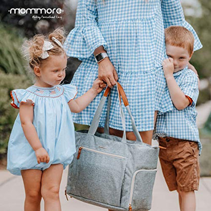mommore Breast Pump Bag Diaper Tote Bag with 15 Inch Laptop Sleeve Fit Most Breast Pumps Like Medela, Spectra S1,S2, Evenflo - color: Grey