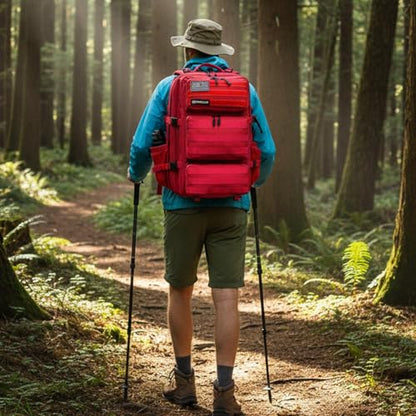 Military Tactical Backpack 55L for Men & Women Bug Out Bag Assault pack Molle Daypack Hiking Trekking Rucksack (Red) - color: Red