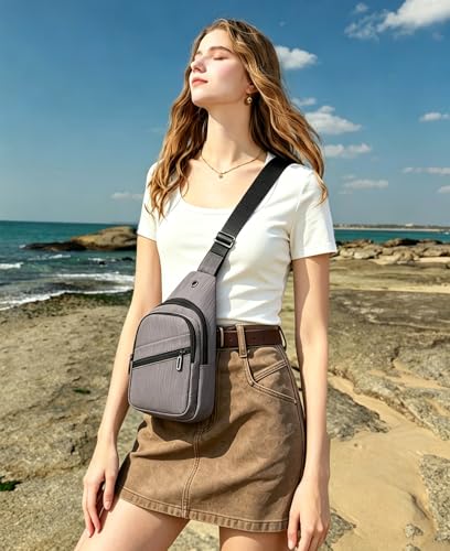 EVANCARY Small Sling Bag Crossbody Bags for Women Men, Sling Backpack Chest Daypack Cross Body Bag for Travel Outdoor - color: Deep Grey