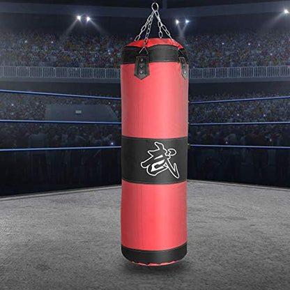 Bnineteenteam Heavy Punching Bag,Training Boxing Bag with Chain for Adults Men Women(Empty) - color: Red, size: 120cm