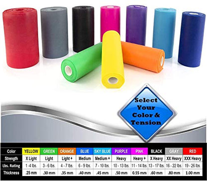 Resistance Band for Working Out | Super Exercise Bands 8,16,24 Yard Bulk Rolls |10 Strengths in Light Medium and Heavy Resistance Bands | Latex Free Workout Bands Including App and e-Book - size: 24 Yards, style: XXX Heavy