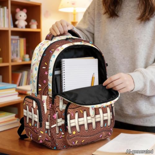 Suobstales Football Ice Cream Drip Print Kids Backpack for Boys Girls Elementary Students Bookbag Middle School Bag Lightweight Waterproof Children Travel Bag Backpacks Laptop Bag, 17 Inch - color: Football Ice Cream Drip 2