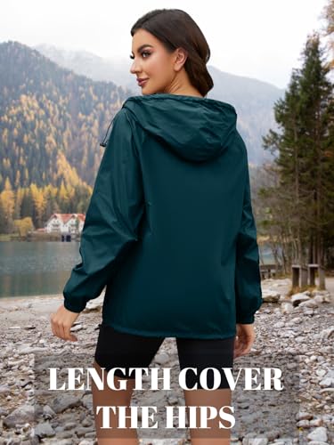 CRIPOM Light Weight Rain Jacket Women Waterproof Windbreaker Travel Rain Coats for Women Packable S-XXL - color: Dark Blue, size: Medium