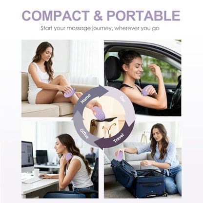 Silicone Vibrating Massage Ball with Rolling Head, 3-Speed Myofascial Massage Roller for Plantar Fasciitis Relief, Hip & Psoas Release, Trigger Point Therapy for Neck, Back, Foot (Purple) - color: Purple