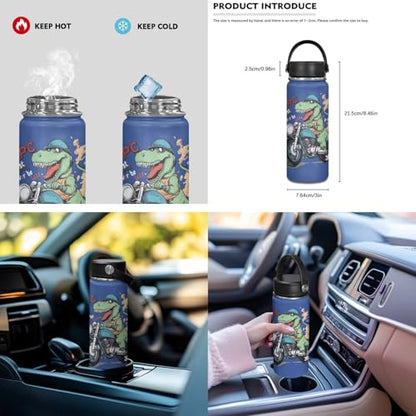 ZOUTAIRONG Casual Backpack for School and Small Thermos School Bags for Girls 7-10/10-12/12-16, Cartoon Dinosaur Design Casual Book Bag with 2 Side Pockets - color: Cartoon Dinosaur