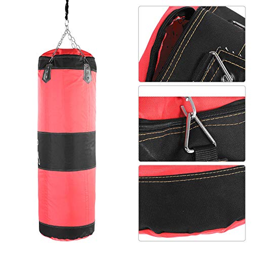 Bnineteenteam Heavy Punching Bag,Training Boxing Bag with Chain for Adults Men Women(Empty) - color: Red, size: 100cm