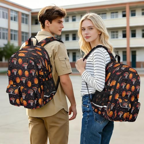 Bolaz Basketball Hoop Travel Backpack 14 Inch Laptop Computer Bag Sturdy School Bag College Bookbag