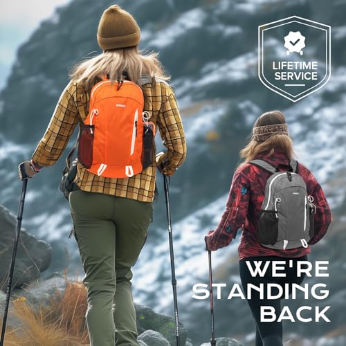 VPBAGE 15L Water-resistant Hiking Daypack, Small Backpack Travel Outdoor, Lightweight Day Pack with Tool Loops - color: Orange