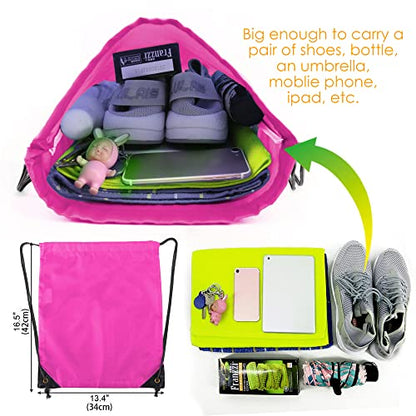 BeeGreen Drawstring Backpack Bags 20,30,50 Packs Reflective String Bags for Gym Sport Trip Cinch Sack DIY for Women Men - color: Purple Pink Cerise