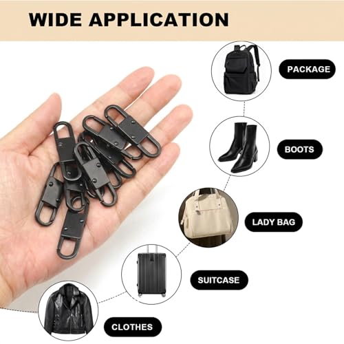 MILAKE 10 Pcs Premium Anti-Theft Zipper Lock, Small Clips for Bags, Backpacks, Purses, Luggage, Zipper Pull Replacement, Durable Multi-Color Set for Travelers, Hikers, and Daily Commuters (Black) - color: black
