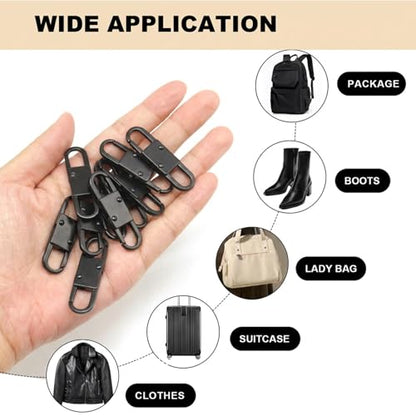 MILAKE 10 Pcs Premium Anti-Theft Zipper Lock, Small Clips for Bags, Backpacks, Purses, Luggage, Zipper Pull Replacement, Durable Multi-Color Set for Travelers, Hikers, and Daily Commuters (Black) - color: black