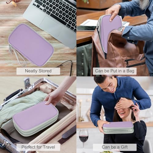 FYY Electronic Organizer, Travel Tech Pouch Bag, Medium, Light Purple - color: Light Purple, size: 8.3 x 5 x 2.6 inches