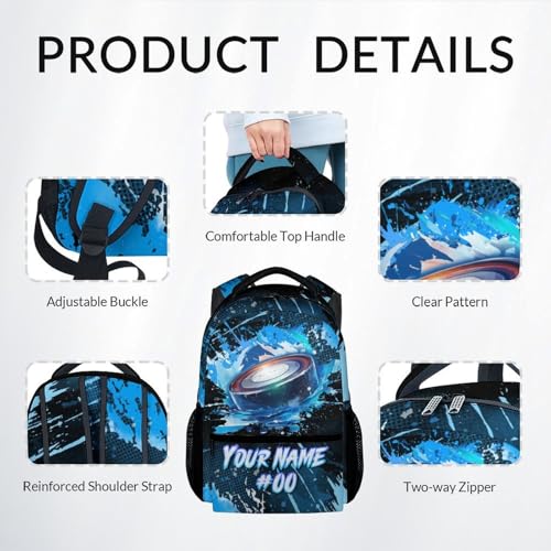 COZYAURA Personalized Backpack - Ice Hockey Backpacks Set for Boys Girls - Kids Bookbag for Elementary Middle School - Cool Field Hockey Theme School Bags with Lunch Bag & Pencil Case - color: Style-8