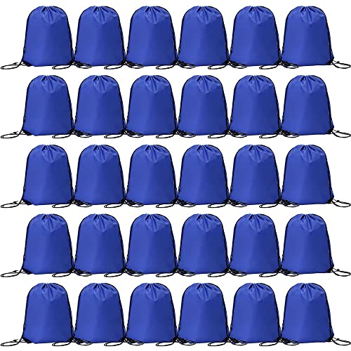 Bulk Drawstring Bags, Polyester Draw String Bags, Gym Sports Cinch Bag Drawstring Backpack for Women Men - color: Royal Blue