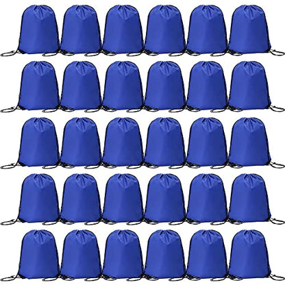 Bulk Drawstring Bags, Polyester Draw String Bags, Gym Sports Cinch Bag Drawstring Backpack for Women Men - color: Royal Blue