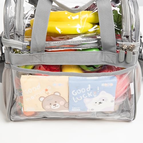 J.CARP Clear Bag Heavy Duty Backpack Durable Transparent See Through Bag - color: Lunch Bag Small, Grey