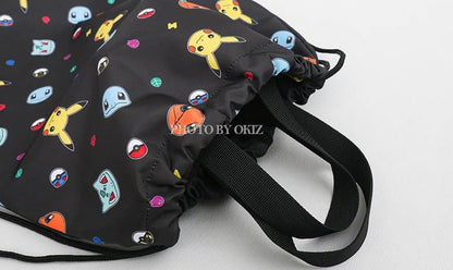 Pikachu Drawstring Backpack Gym Sackpack Travel Bag Multi Purpose Bag (Black) - color: Black