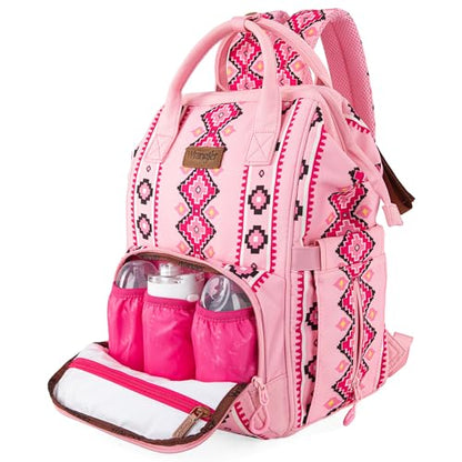 Montana West Wrangler Callie Diaper Bag Backpack with Stroller Straps Multifunction Baby Travel Bag WG2204-9110PK - color: Pink