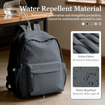 Simple School Backpack For Women Men Aesthetic Medium Backpack Lightweight Casual Daypack College Backpacks Cute Bookbag for Teens Girls Boys Basic Bagpack（Grey） - color: Grey