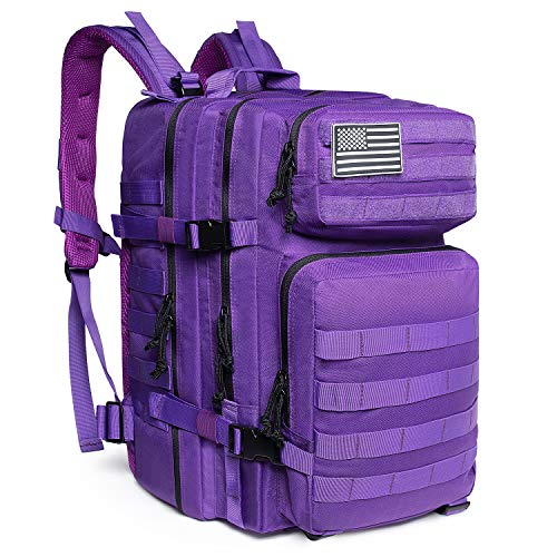 QT&QY 45L Military Tactical Backpacks Molle Army Assault Pack 3 Day Bug Out Bag Hiking Treeking Rucksack… - color: 3.1 Violet