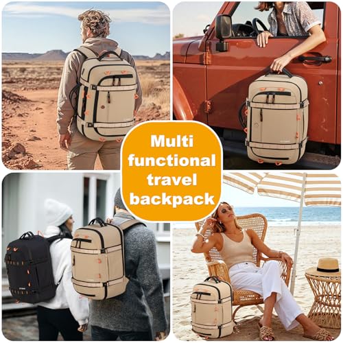 40L Travel Backpack,TSA Approved Carry On Backpack,Business Work Bag with Wet/Dry Compartment, Fits 17.3" Laptop, Duffel Bag for Men Women(Khaki) - color: Khaki