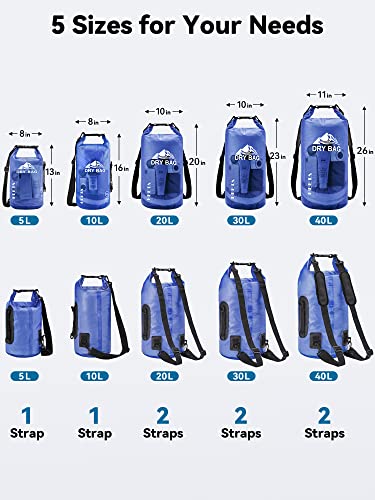 HEETA Dry Bag Waterproof Backpack with Phone Case 5L/10L/20L/30L/40L - color: Bluish Violet, size: 40L